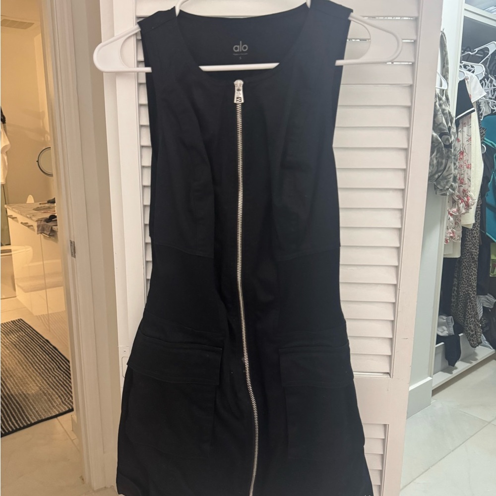 ALO Yoga Black Mini Dress with Zipper